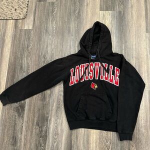 VTG Louisville Cardinals Black Old Varsity Brand Cotton Blend Hoodie Size Small